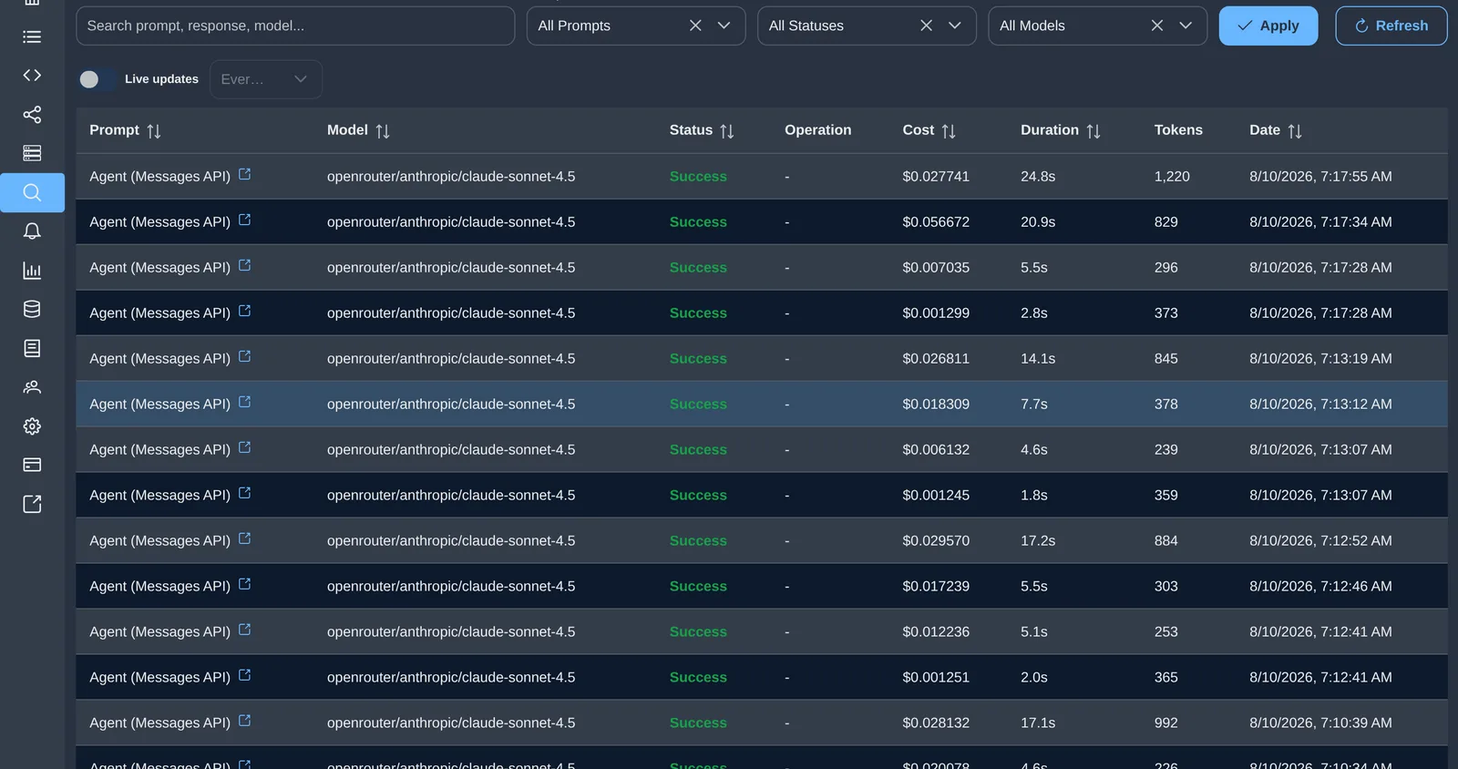VernaOne records the exact model behind every execution
