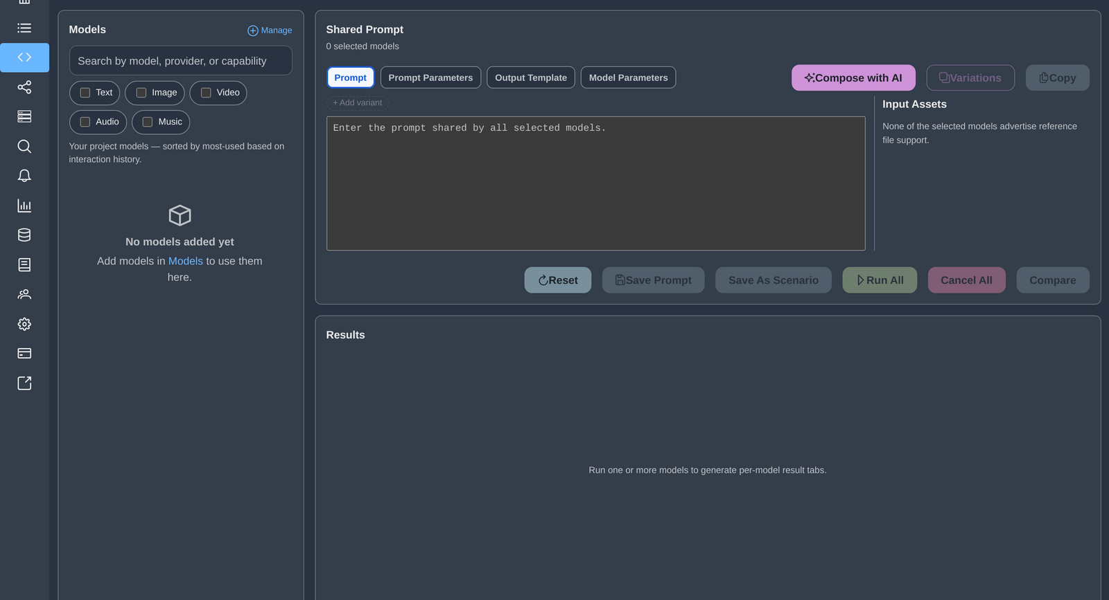VernaOne Prompt Studio with the Compose with AI assistant